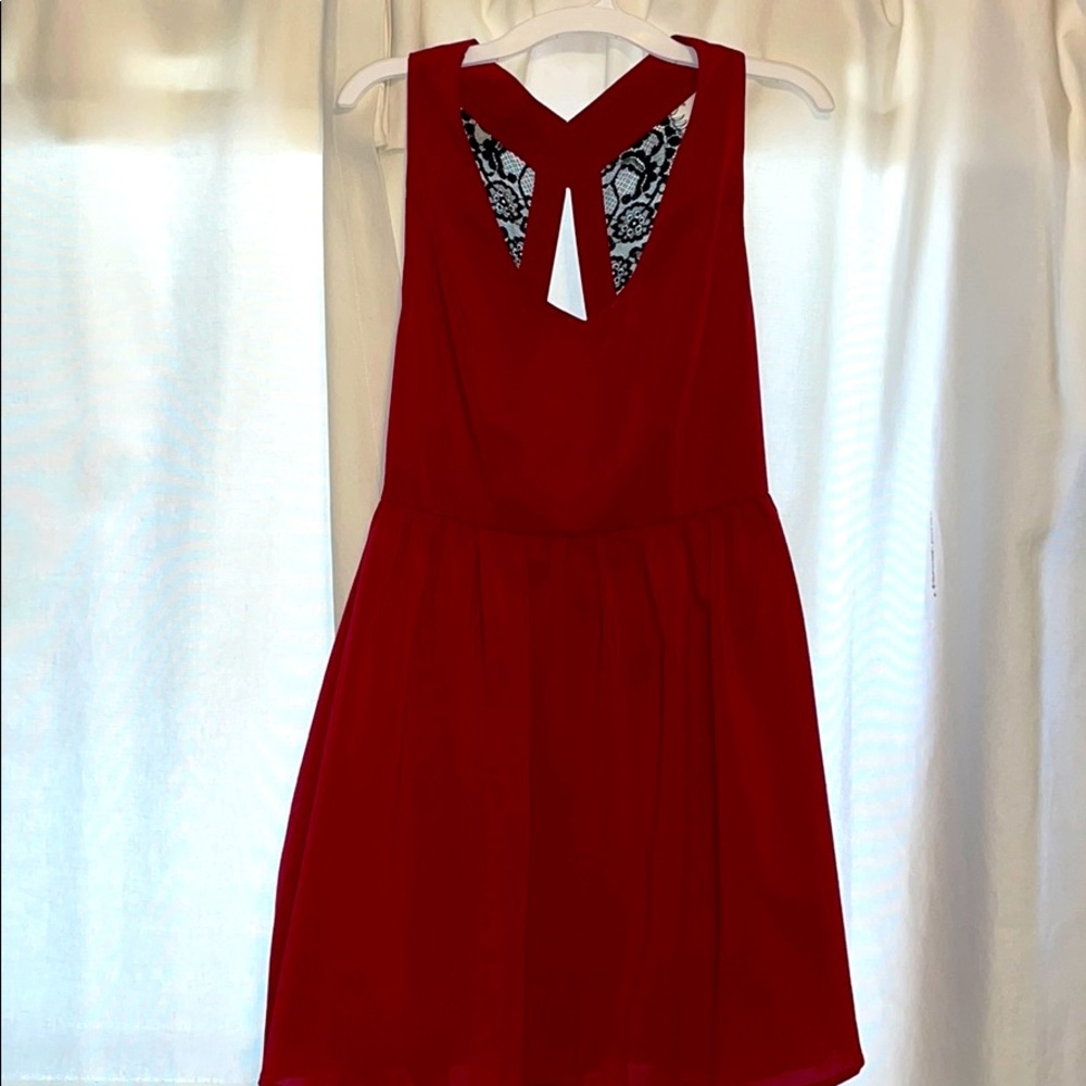 Low back red skater dress